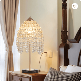 19 Inch Height Elegant Crystal Table Lamp   Vintage Waterfall Design With Teardrop Grape Crystal Bead String Shades And Marble Textured Base For (Option: Gold)
